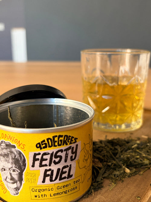 95degrees Feisty Fuel Green tea loose leaf glass